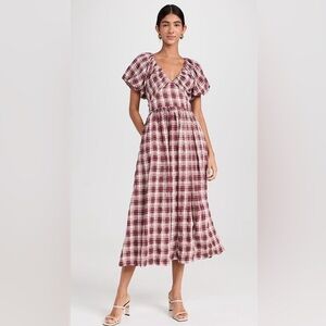 NWOT En Saison Colebee Plaid Puff Sleeve Dress